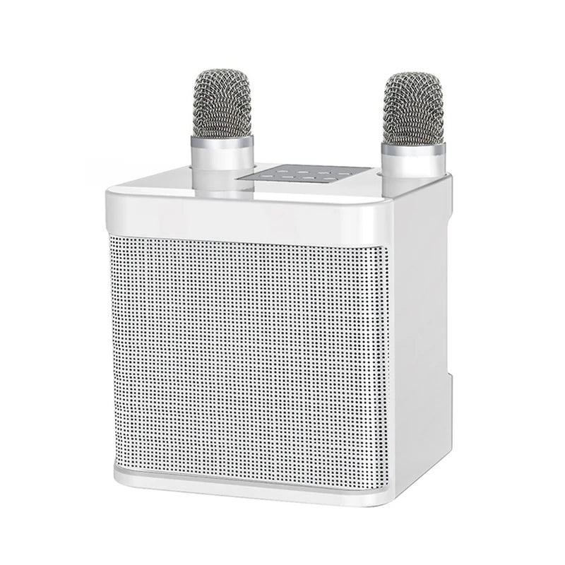 WISH KD-203 Karaoke Set Karaoke Speaker Wireless Bluetooth Dual Microphone Speaker Microphone Machine Oasis Select White