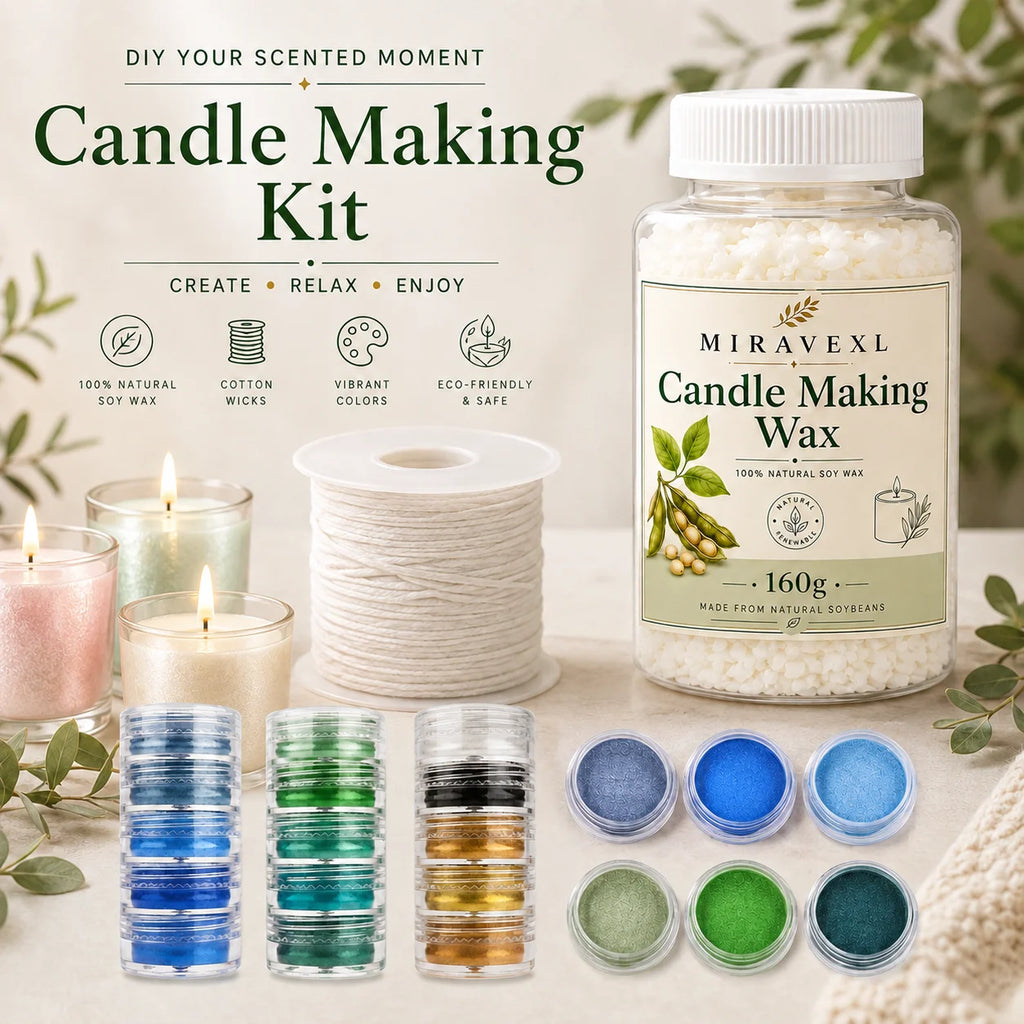 MIRAVEXL Soy Candle Wax 160g or Pearl Powder, DIY Wax Flakes and Shimmer Pigment for Candle Making, Wax Melts Home Crafts Supply Oasis Select