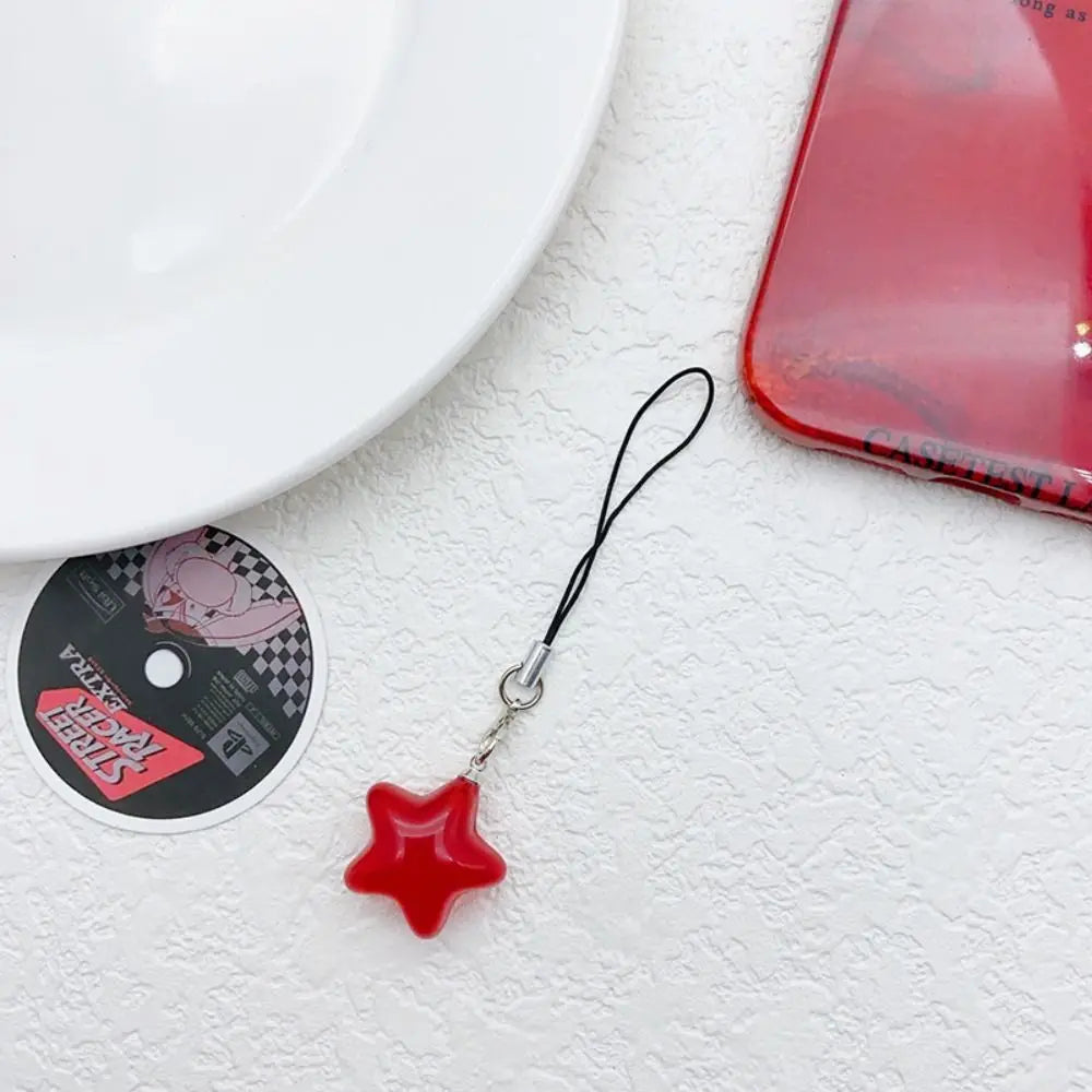 Star Star Phone Strap Keychain Pendant Phone Hanging Rope Universal Candy Color Mobile Phone Chain Telephone Jewelry Oasis Select red-short