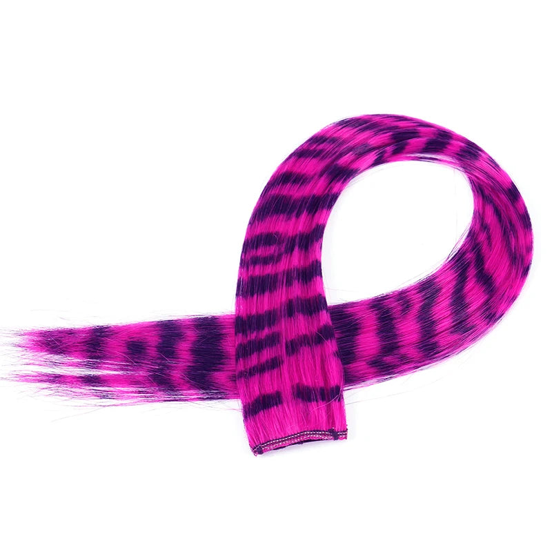New Stripe Multi-color Leopard Printed Long Straight Wig Clip For Girls Highlights Wig Hairpieces Oasis Select A5
