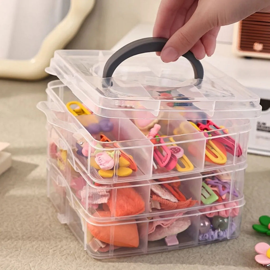 1pc, 3-Layer Transparent Storage Box, 18 Compartments, Stackable Miscellaneous Storage Tray, Jewelry and Bead Storage Box Oasis Select