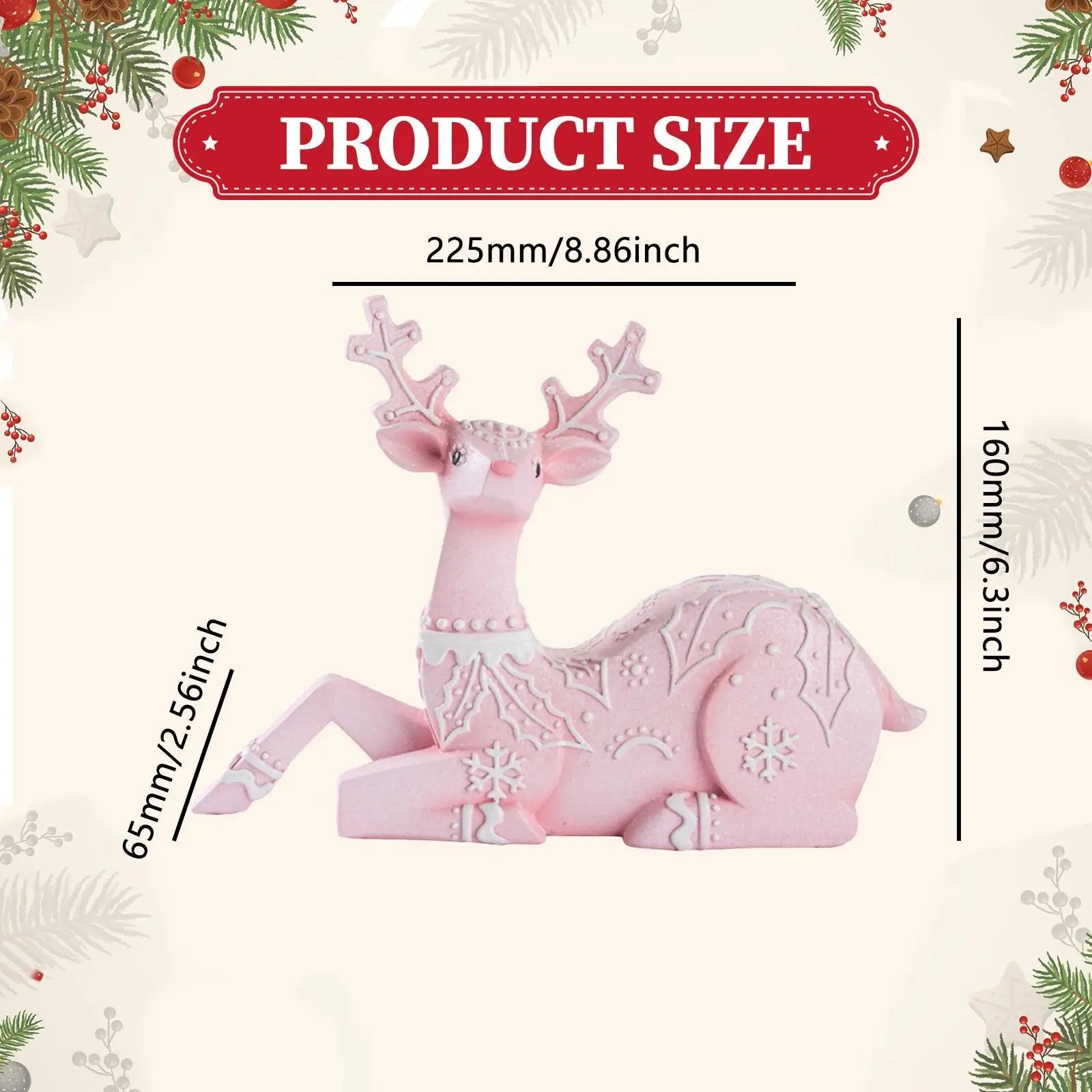 Christmas Reindeer Statue Xmas Elk Figurine Party Ornament Animal Adornment Holiday Decoration Deer Sculpture for Indoor Desk Oasis Select