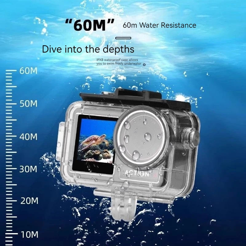 60M Waterproof Case for DJI OSMO Action 5 Pro/4/3 + Dive Filters
