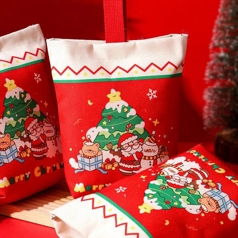 Christmas Canvas Gift Bag – Candy & Snack Tote | Holiday Bag