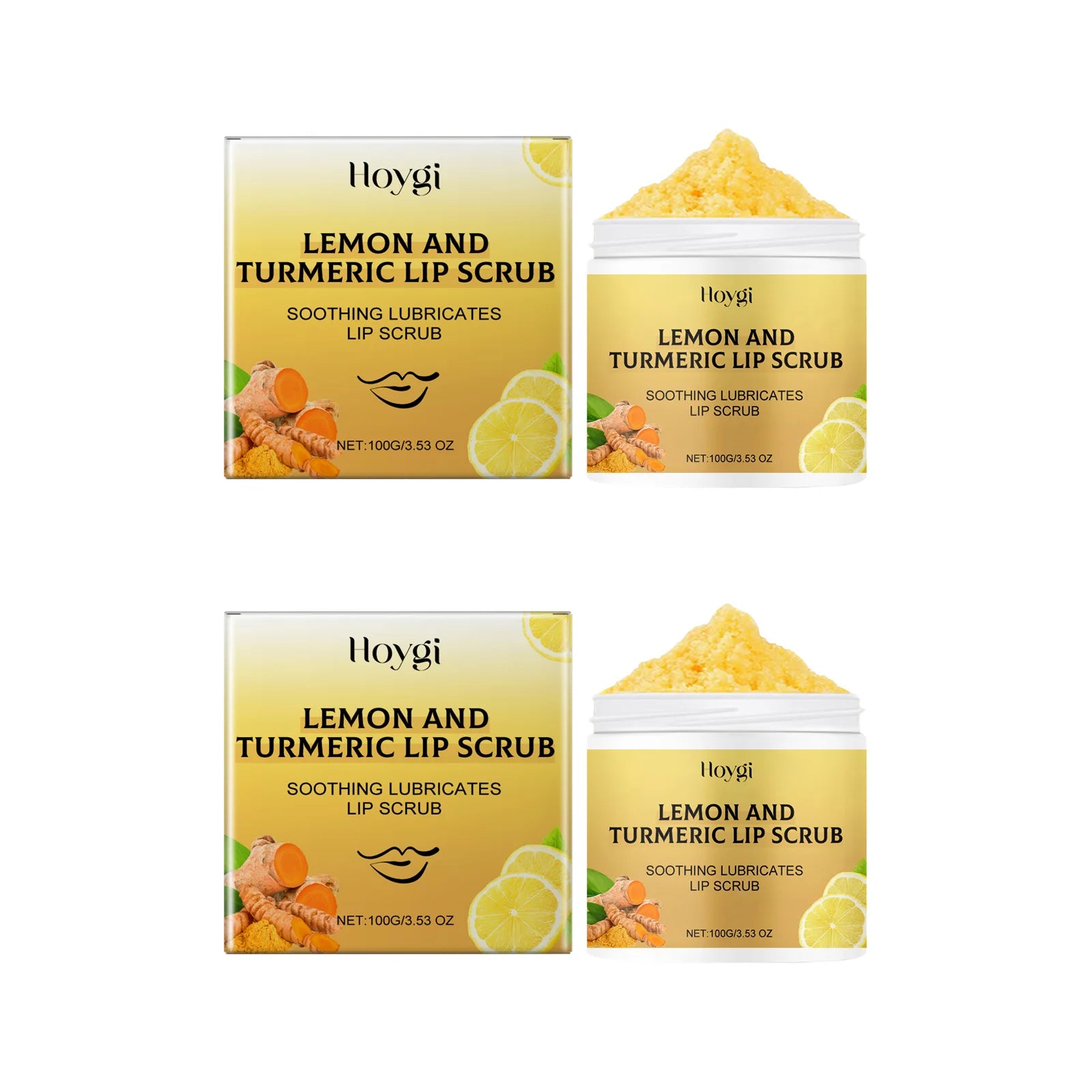 Hoygi Turmeric Lemon Lip Scrub – Exfoliate & Brighten Lips Lip Scrub Oasis Select 2Pcs