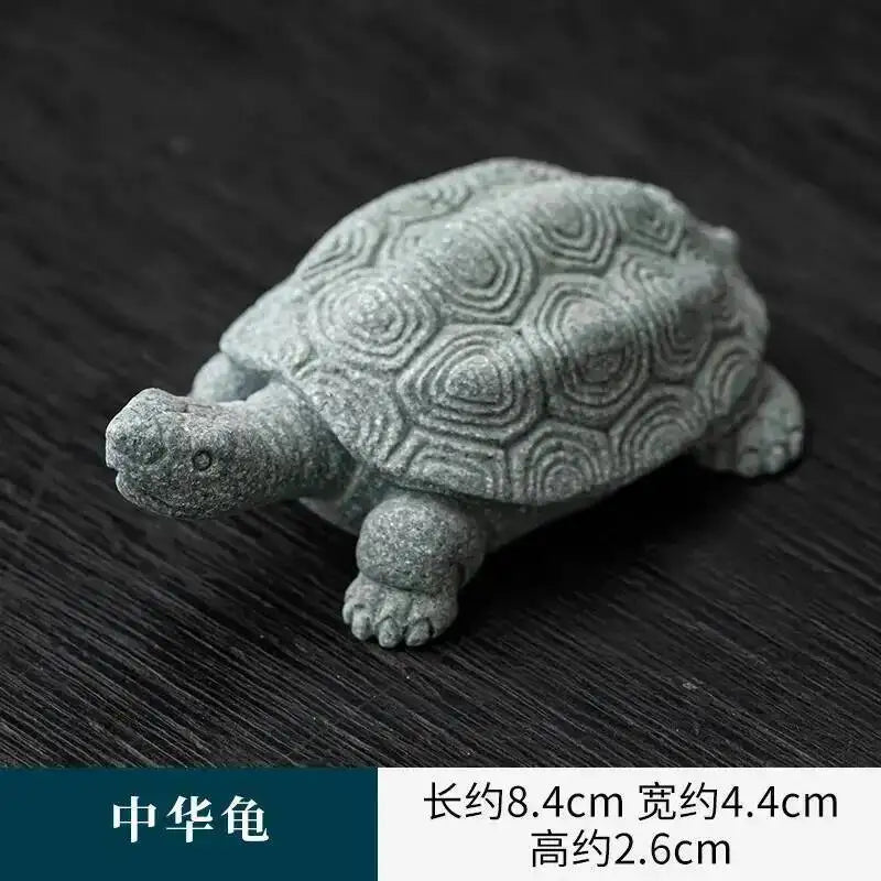 National Trend Green Sandstone Small Ornament Home Desktop Decoration Tea Table Tea Tray Decoration Paperweight Cover Pen Holder Oasis Select Chinese Turtle
