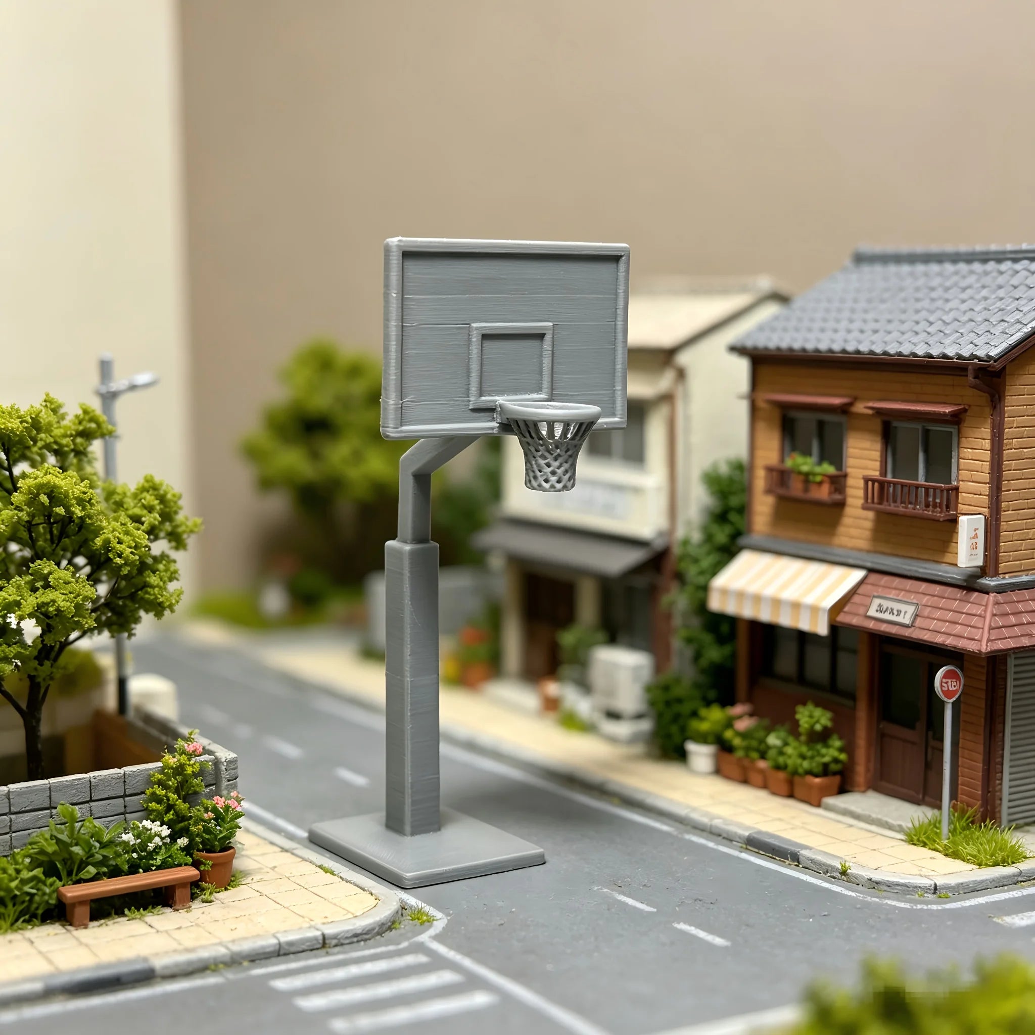 Mini Basketball Hoop Model Scale Basketball Stand Sports Accessory for Miniature Scene Decor Ornament Dollhouse Accessories Gift Oasis Select