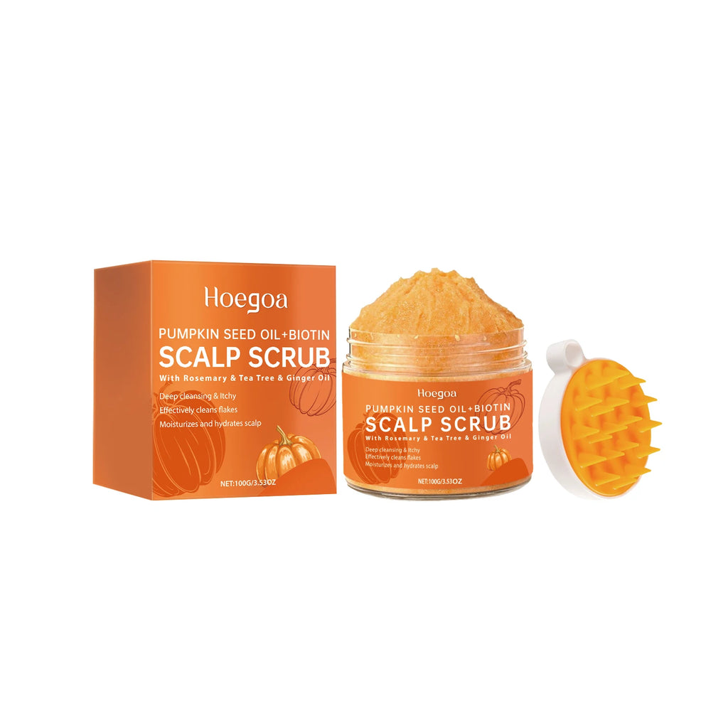HOEGOA Pumpkin Scalp Scrub + Massage Comb | Tea Tree 100g