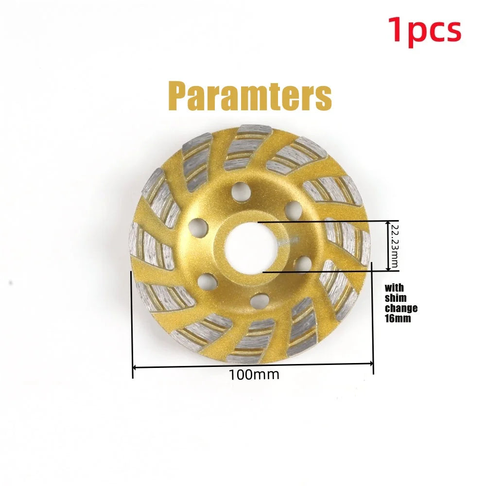 4" Turbo Diamond Grinding Cup Wheel – 12-Seg, 100mm Angle Grinder Diamond Grinding Wheel Oasis Select 1pcs Yellow