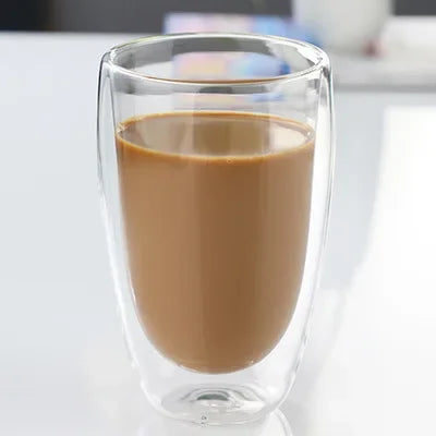 250-450ml Double Wall Glass Cup Round Style Solid Color Beer Milk Coffee Heat Resistant Water Cups Transparent Mug Glass Mug Oasis Select 450ml-No-handle 301-400ml