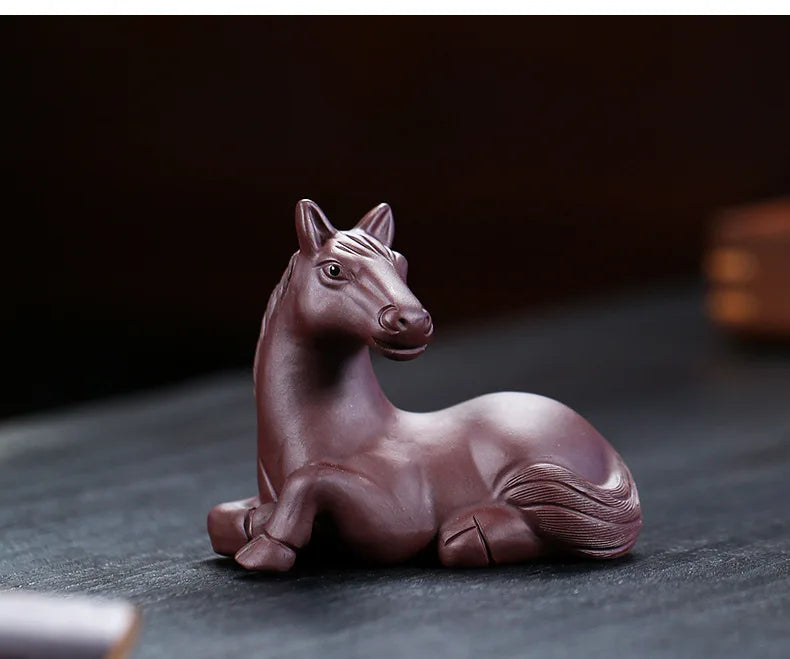 Purple Clay Sculpture Tea Tray Ornament Tea Pet Horse Lying Horse Tea Play Oasis Select Section One