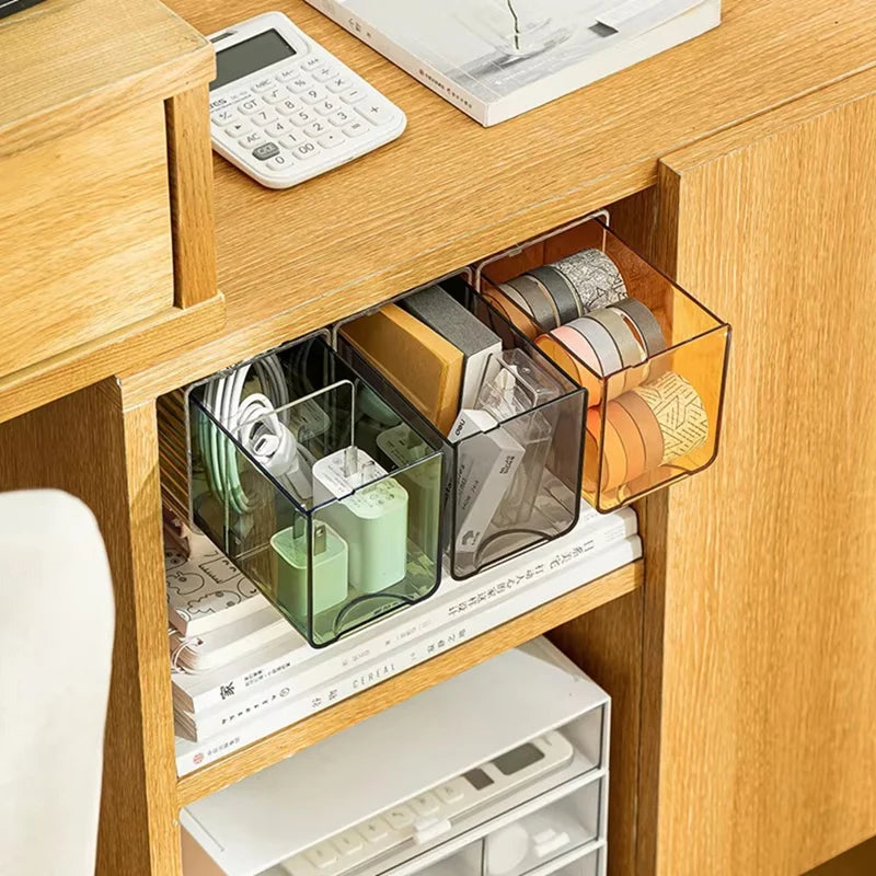 WISH Wall-Mounted Cotton Pad And Swab Organizer Box, Punch-Free Transparent Plastic Cosmetic Storage Container With Drawer Oasis Select