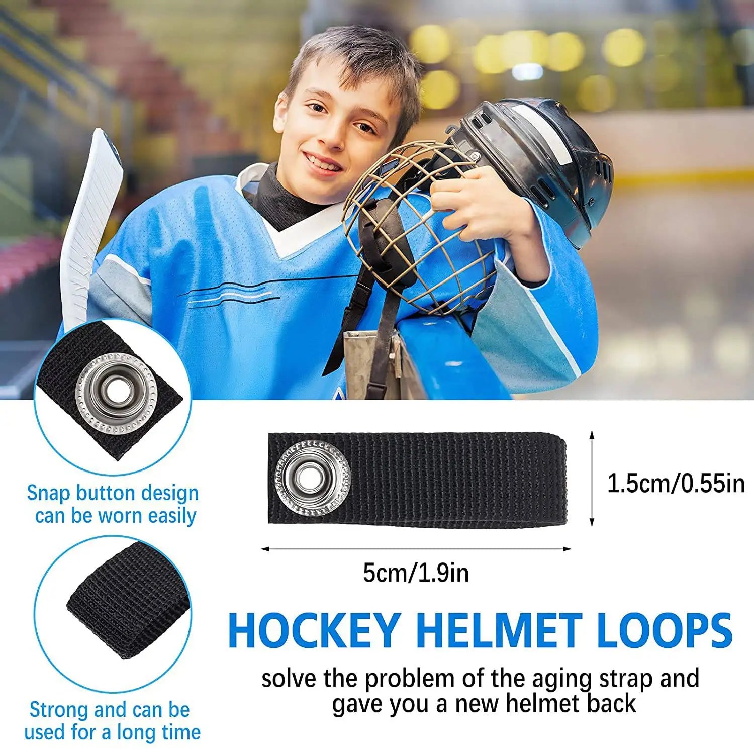 Hockey Helmet Chin Strap Detachable Helmet Loops Hockey Chin Strap Helmet Strap with Single Snap Hockey Helmet Accessory Oasis Select