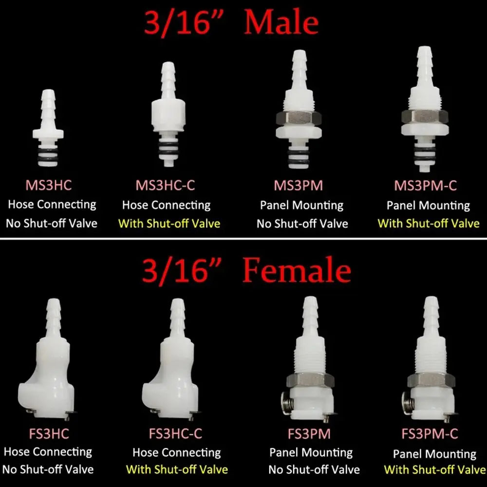 1Pc Disconnect Fitting Coupling Hose Joint Tube Connector Male Female Hose Barb Valved S-series 3/16 1/4 Quick Coupler Oasis Select