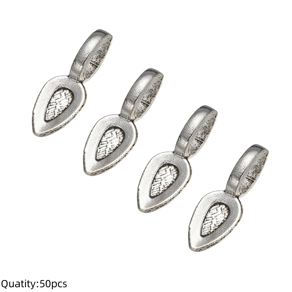 20/50pcs Spoon Glue-on Flat Pad Pendant Bail Oval Scrabble Linking Charm Bails Charm Connector Hangers for DIY Jewelry Making Oasis Select K0095AS21X8