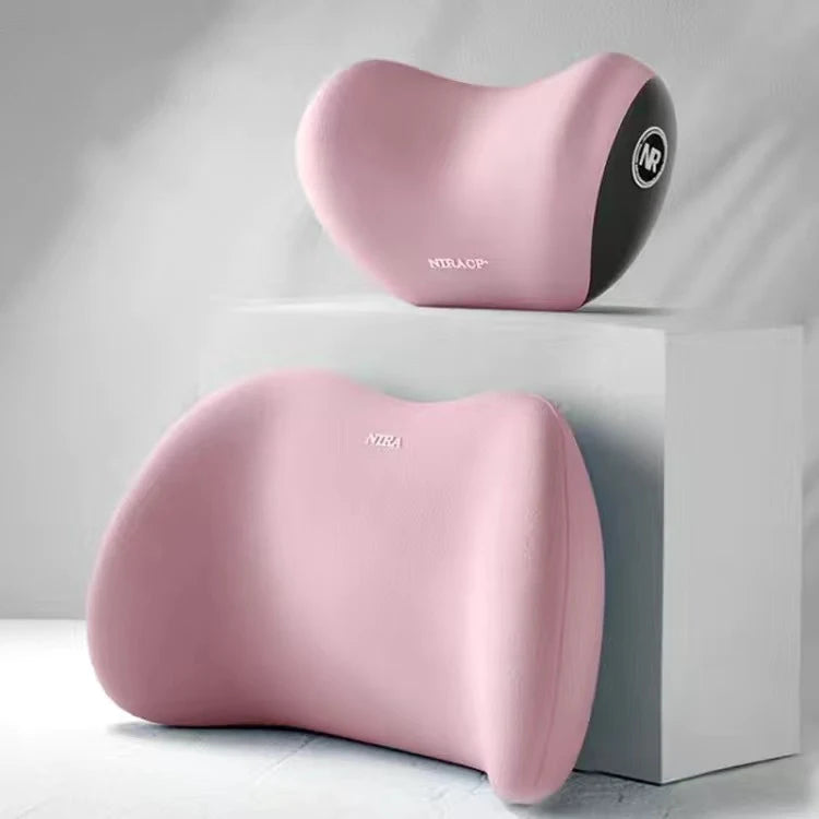 Car Headrest, Lumbar Support, Shoulder Pillow, Car Pillow, Memory Cotton Waist Backrest Cushion, Household Automotive Products Oasis Select set Pink