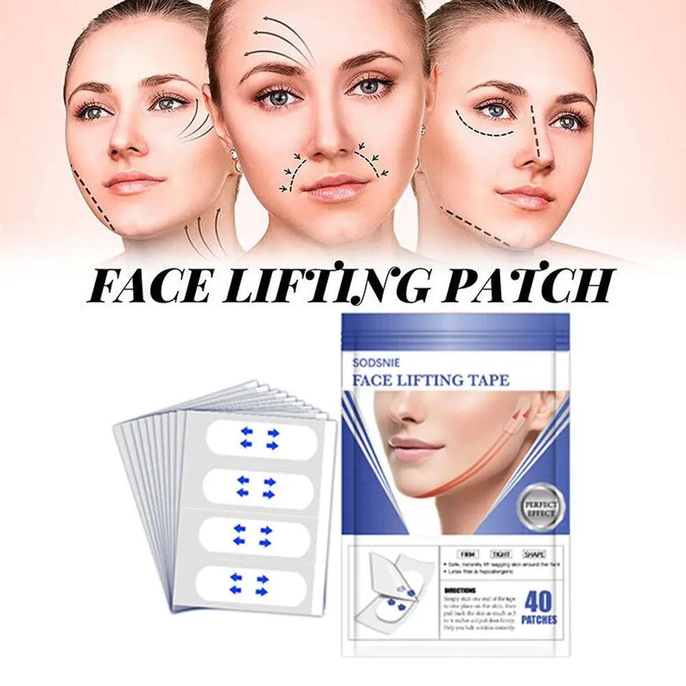 40 Patches Lifting Face Stickers Waterproof V Face Makeup Adhesive Transparent Face Patches Invisible Face Lift Tape Skin Care Oasis Select