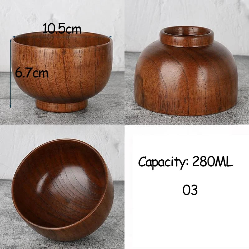 Japanese Style Acacia Wooden Bowl for Children's Dining Anti DropBowl Exclusive Wooden Bowl Retro Home Tableware Set Salad Bowl Oasis Select 03