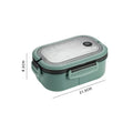 1200ML 2 Layer Bento Lunch Box With Spoon Fork, Kid High Capacity Microwae Food Containers Portable Leakproof Office Camping Oasis Select Green 2 1200ml