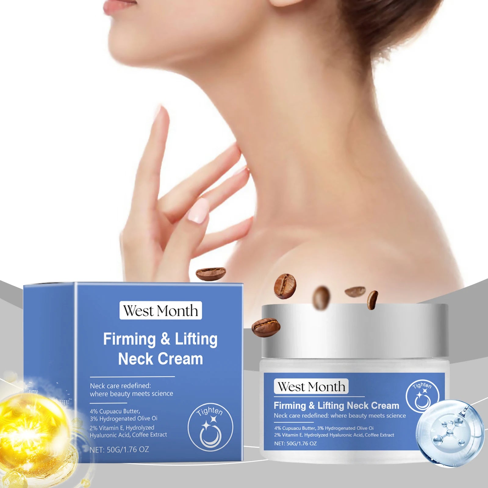 Collagen Neck Cream Eliminates Neck Wrinkles Brightens and Whitens the Skin Enhances Double Chin Rejuvenation and Skincare Oasis Select