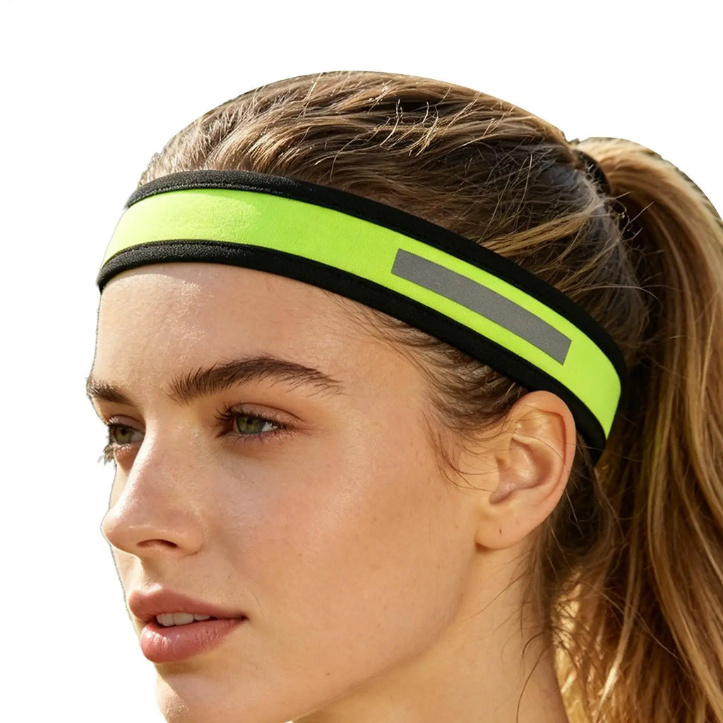 Sport Sweat Headband Anti-slip Cycling Hairband Elastic Reflective Headband for Fitness Gym Outdoor Lightweight Sweatband Oasis Select