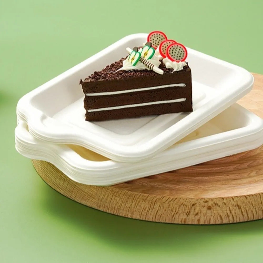 100-Pack Biodegradable Square Disposable Paper Plates | Eco Cake Disposable Paper Plates Oasis Select