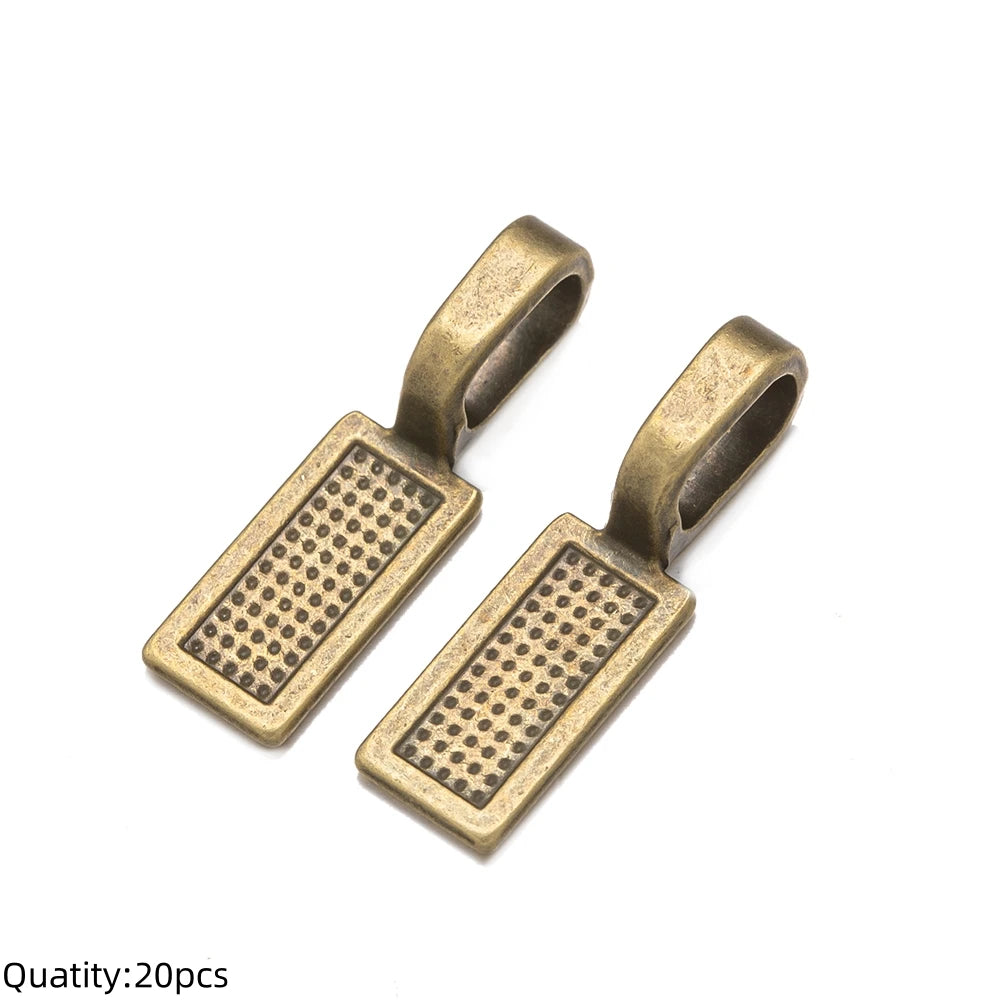 20/50pcs Spoon Glue-on Flat Pad Pendant Bail Oval Scrabble Linking Charm Bails Charm Connector Hangers for DIY Jewelry Making Oasis Select Antique Bronze