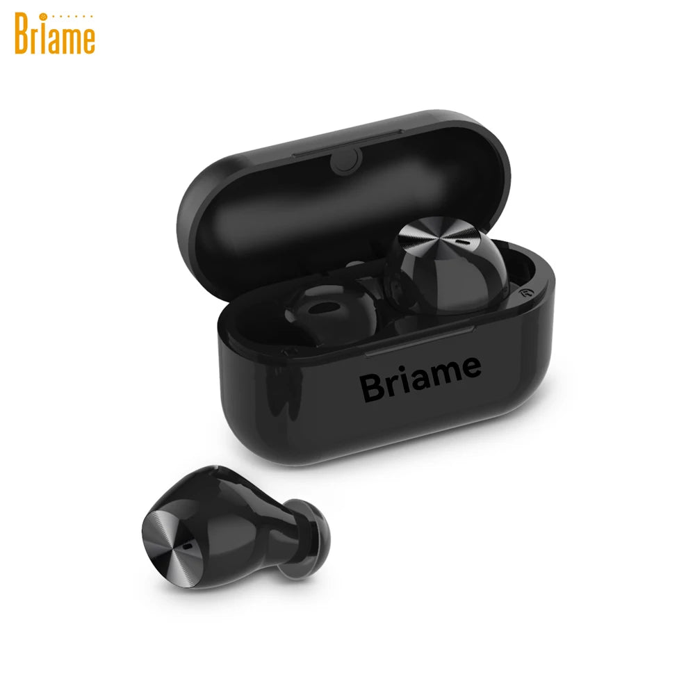 Briame Mini Bluetooth Earphones Wireless In-Ear Headphones with Microphone for Sports And Running Hifi Sound Headset Game Oasis Select Black