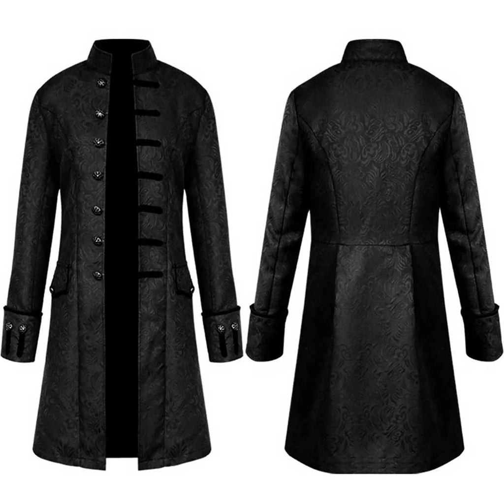 Men's Medieval Gothic Frock Coat | Victorian Renaissance LARP Costume Frock Coat Oasis Select Black XXXXL