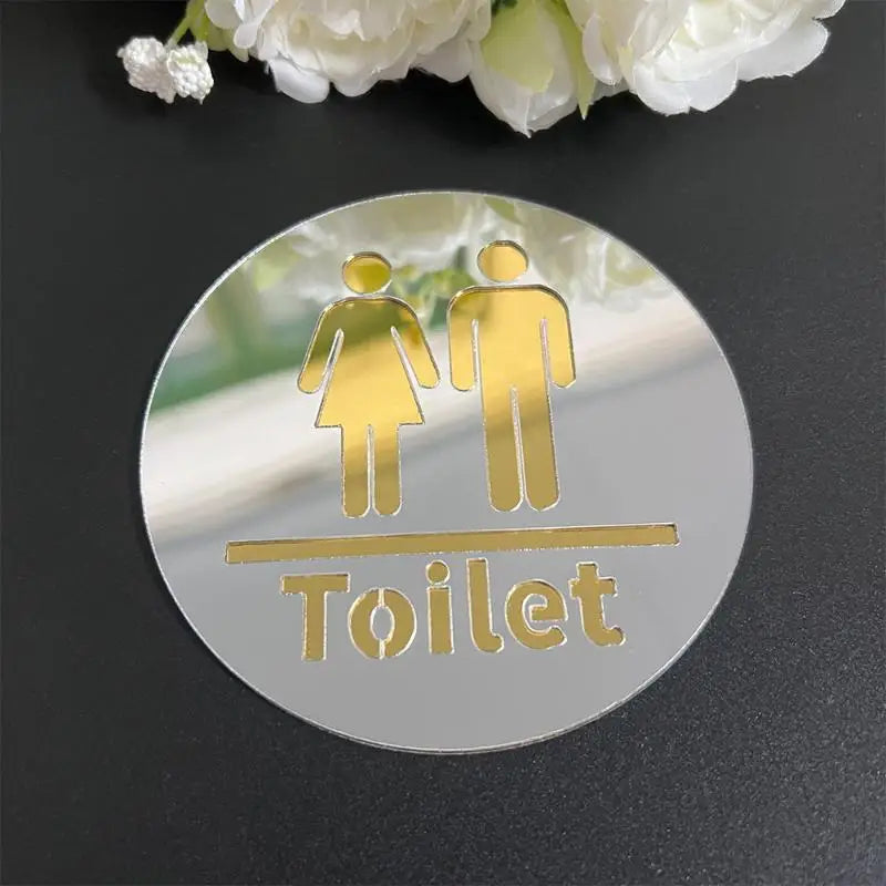 3.94-inch Acrylic Toilet Sign For Men And Women, Bathroom Identification, Round And Square Toilet Mirror Decals For Home Decor. Oasis Select A1