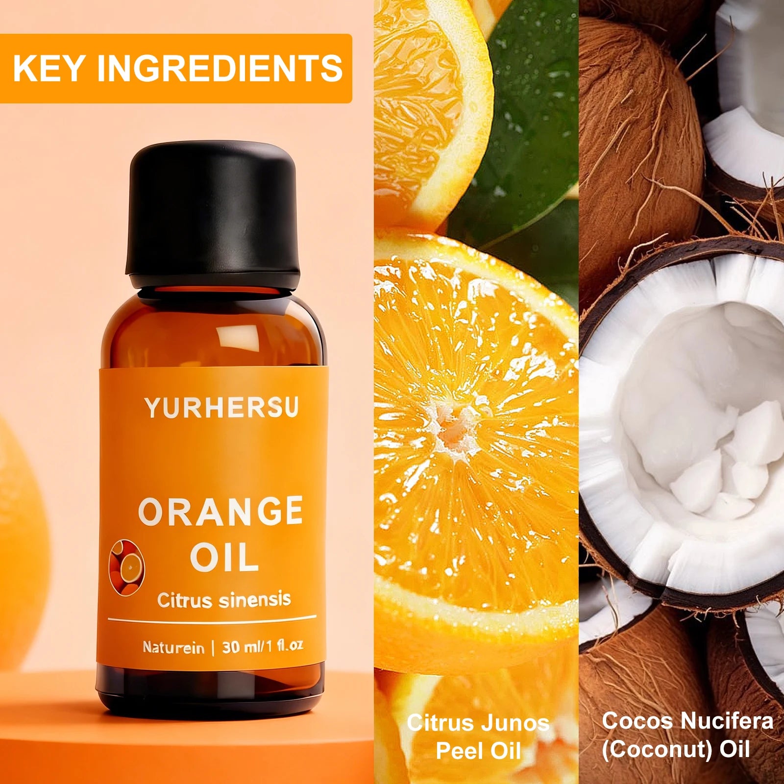 YURHERSU Orange Essential Oil 30ml – Brightening Skin Care Pure Essential Oil Oasis Select