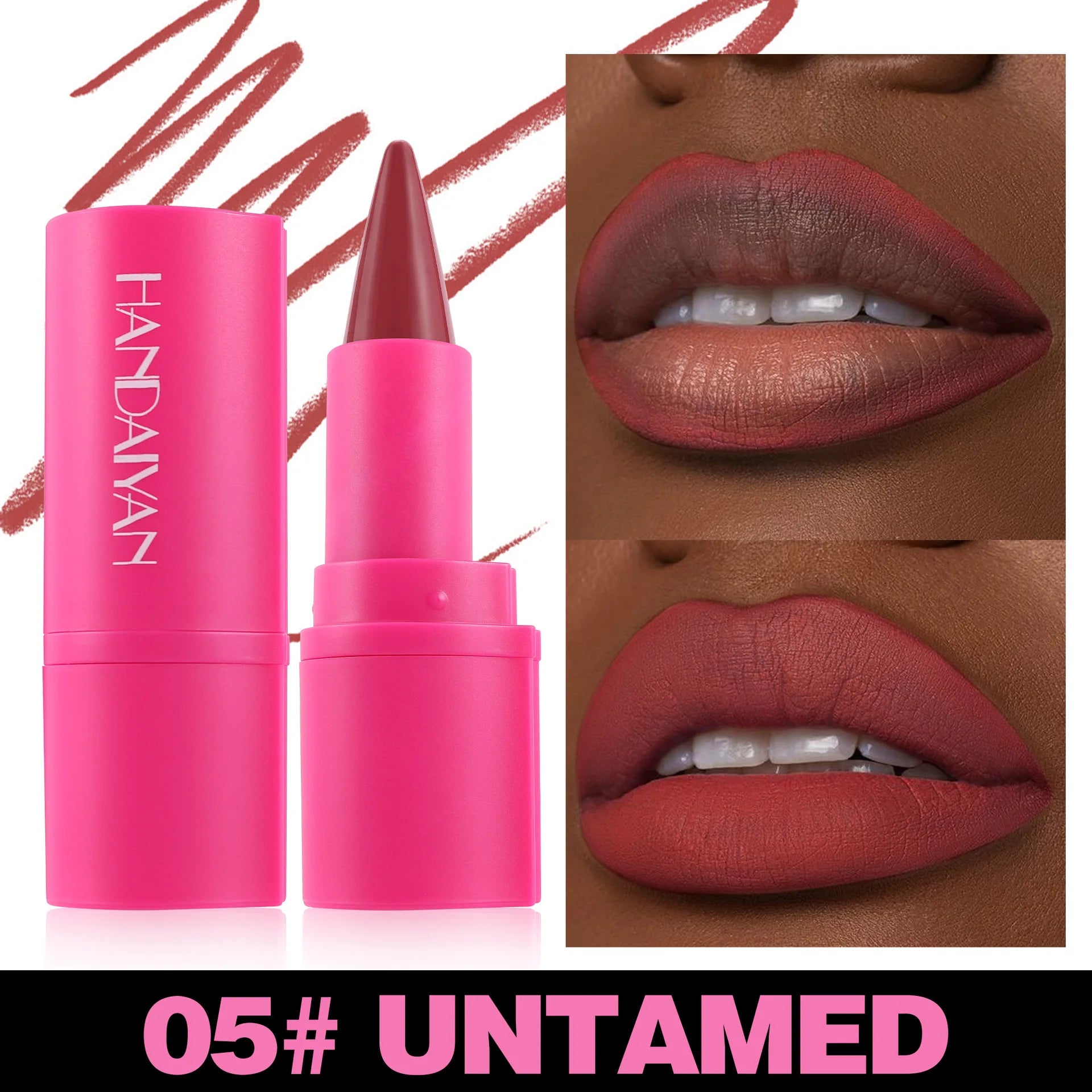 Handaiyan 2-in-1 Matte Lip Liner & Lipstick Pen | Waterproof Lip Liner Crayon Oasis Select 05 Untamed
