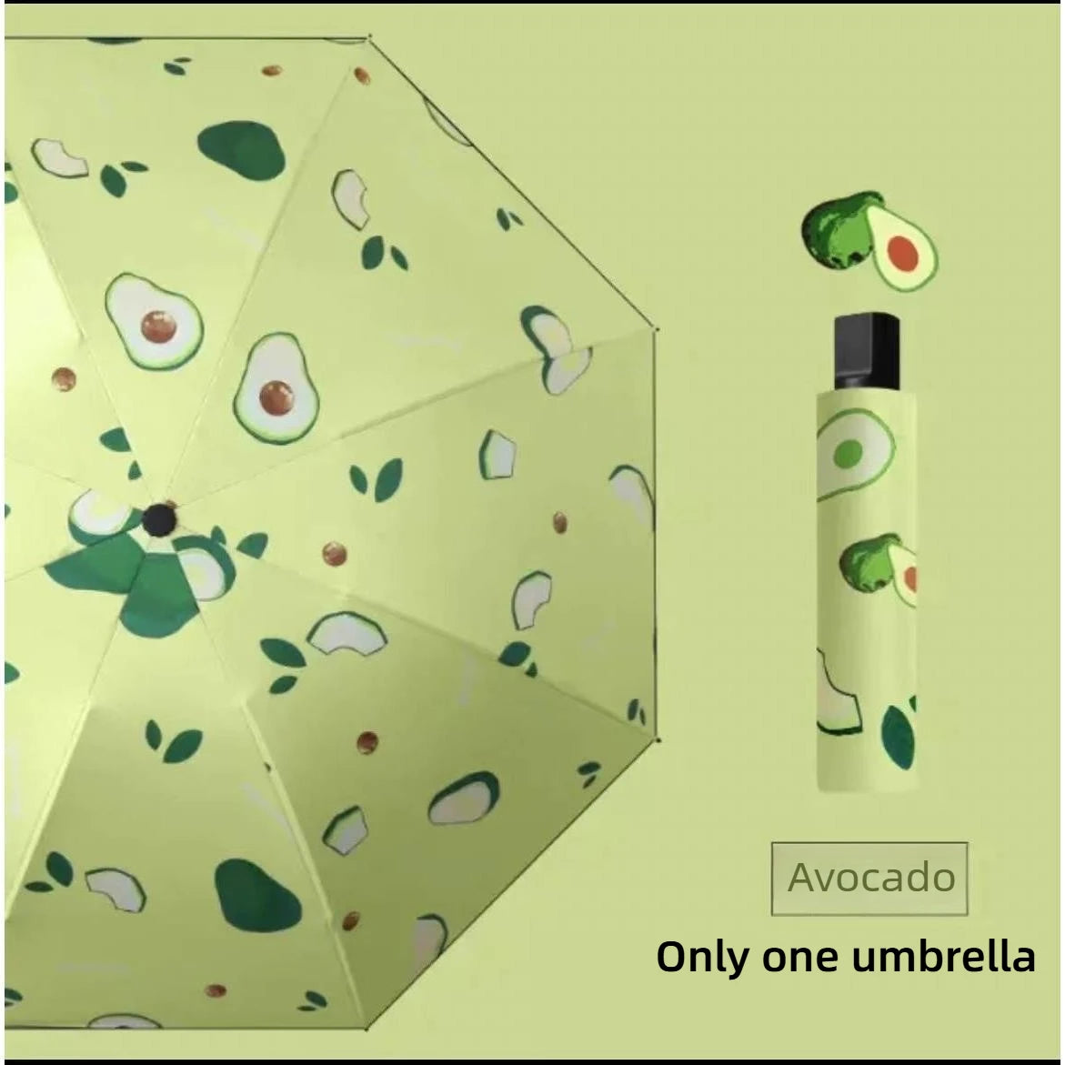 1pcs Fruit Umbrella Sturdy and Durable Manual Version Reinforced for Both Rain and Rain Small and Fresh Foldable and Portable Oasis Select 8 bone avocado full-fiber 8K