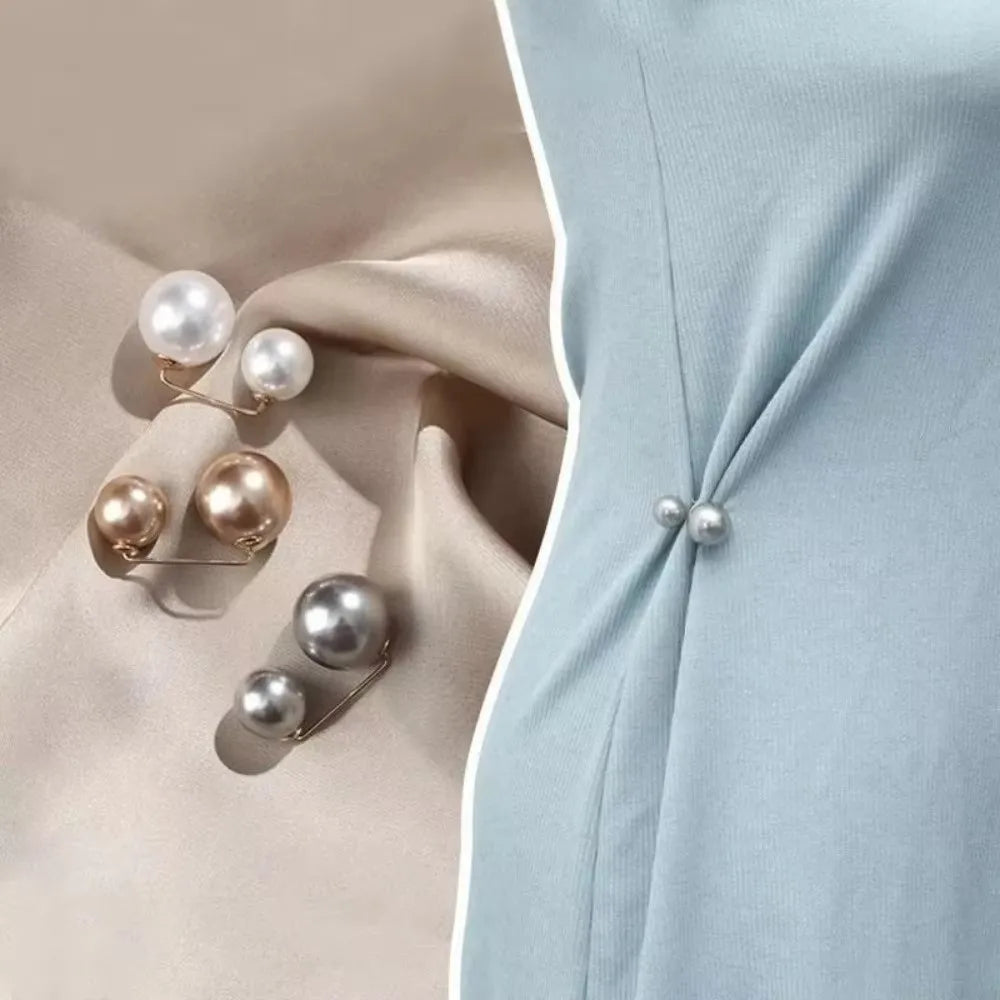 3/6/8PCS Double Head Pin Pearl Brooch Adjustable Collar Clip DIY Sewing Waist Fastening Pins Non-Slip Multi-Purpose Oasis Select