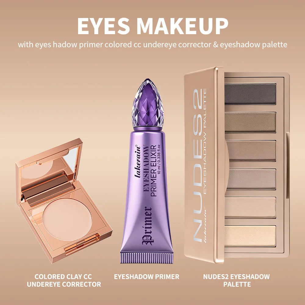 Eyeshadow Primer & Under-eye Concealer & Eyeshadow Palette Set Waterproof Long-lasting Pigmented Makeup Flawless Eye Makeup Oasis Select