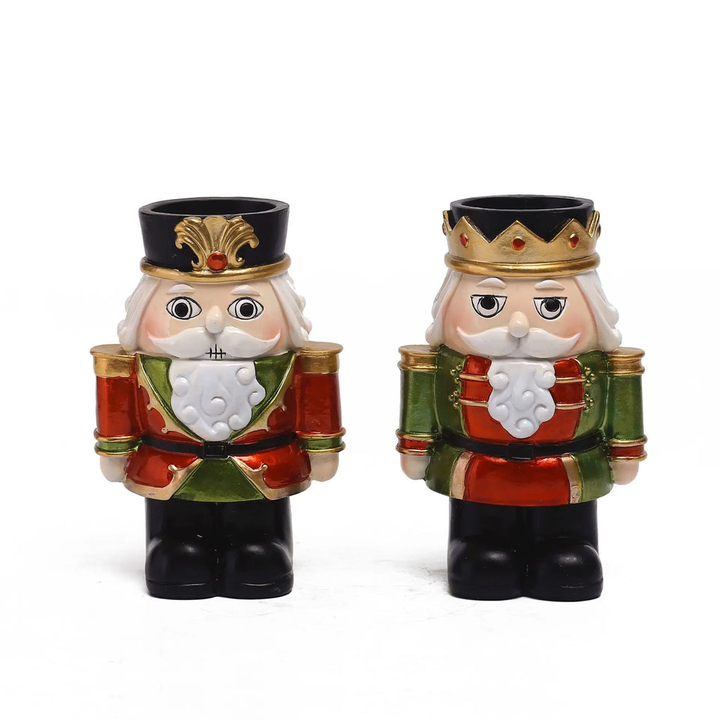 European-style Nutcracker Candlestick Christmas Ornament InS-style Home Desktop Decoration Resin Oasis Select