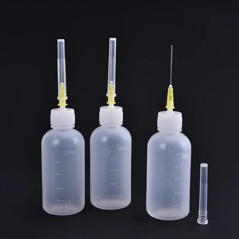 3pcs 50ml Transparent Polyethylene Needle Dispenser Dispensing Bottle For Rosin Solder Flux Paste + 3 Needles Tools Oasis Select