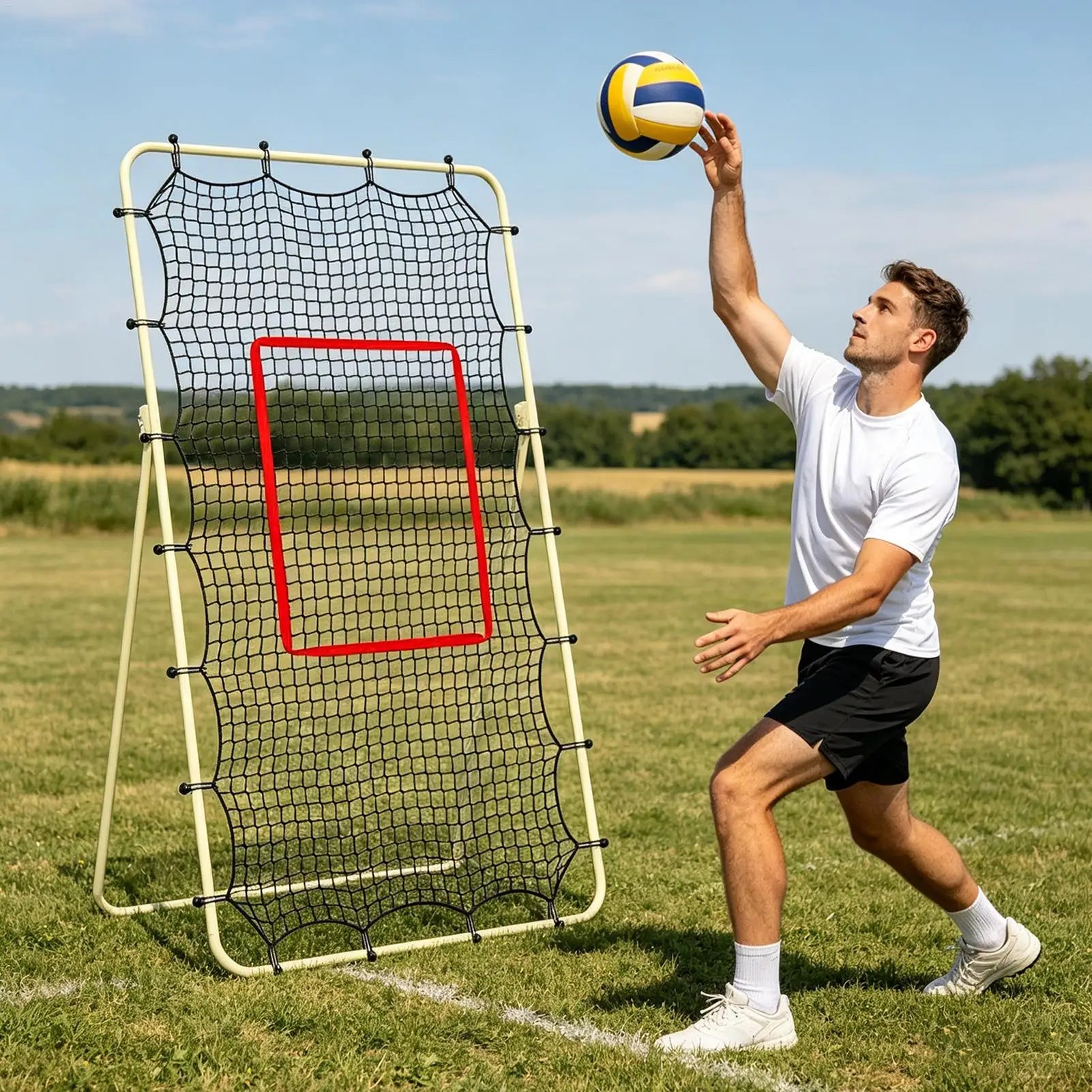 Volleyball Return Net 7x4ft Heavy Duty Training Equipment Sports Rebounder with Elastic Rope & Target for Outdoor Backyard Court Oasis Select
