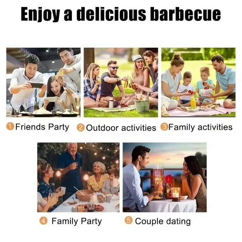 6-24PCS 55cm BBQ Fork BBQ Skewers Long Handle Kebab Barbecue Grill Sticks Reusable Stainless Steel Outdoor Camping Grill Needle Oasis Select