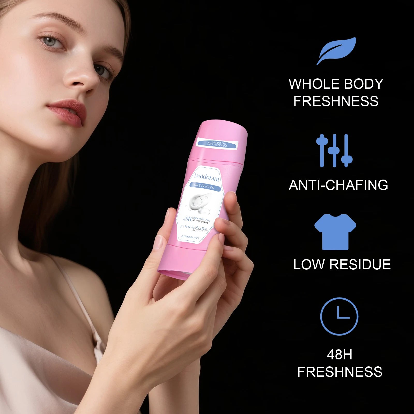 Long Lasting Deodorant Stick，Aluminum Free Women Men Body Care Refresh Sweet Natural Fragrance Keep Drying 48 Hours 63g Oasis Select