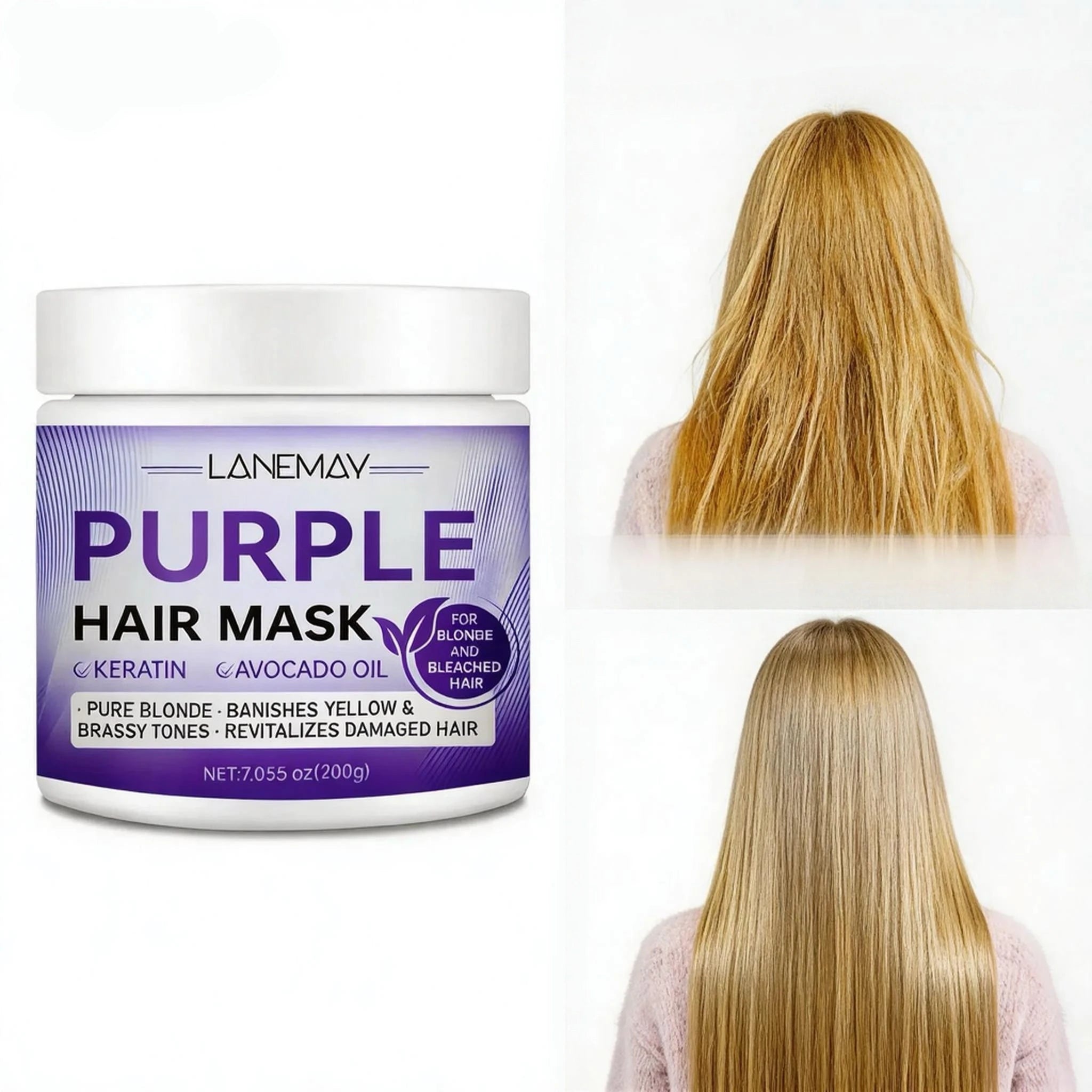 Keratin Avocado Oil Purple Hair Mask – Toning Bleached Hair 200g