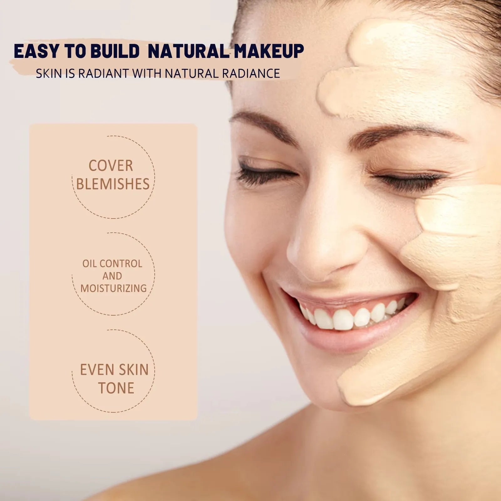 CC Foundation Cream Natural Moisturizing Waterproof Brightening Foundation Concealer Coverage Blemish Oil-control Lasting Makeup Oasis Select
