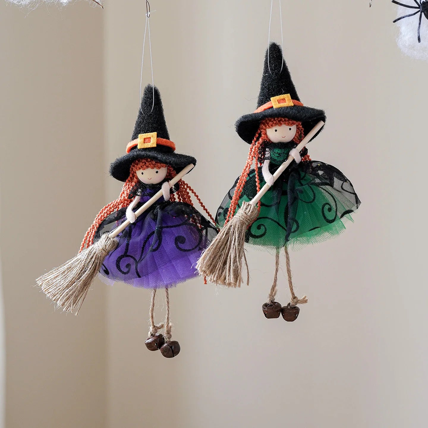 Creative Scary Halloween Apron Witch Doll Funny Cute Broom Witch Decoration Handicraft Halloween Witch Pendant Cosplay Party Oasis Select