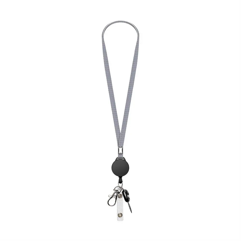 Neck Strap Key Chain Lanyard Card Holder Badge Reel Phone Key Ring ID Name Card Nurse Retractable Badge Holder Office Supplies Oasis Select Grey