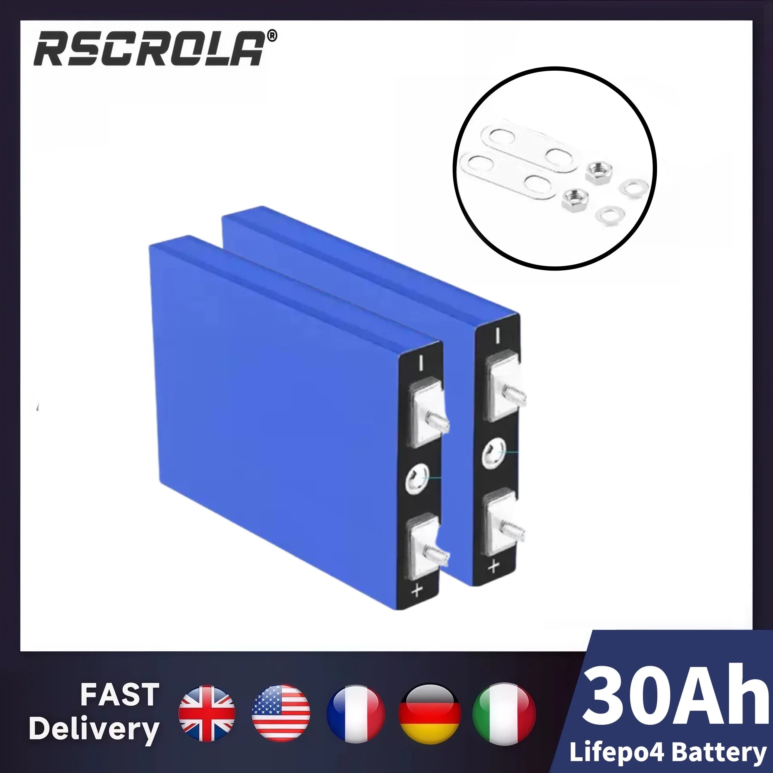 New 3.2V 30Ah LiFePO4 battery cell Lithium iron phosphate deep cycles for diy 12V 24V 36V 48V solar energy UPS power Oasis Select 2 pcs batteries