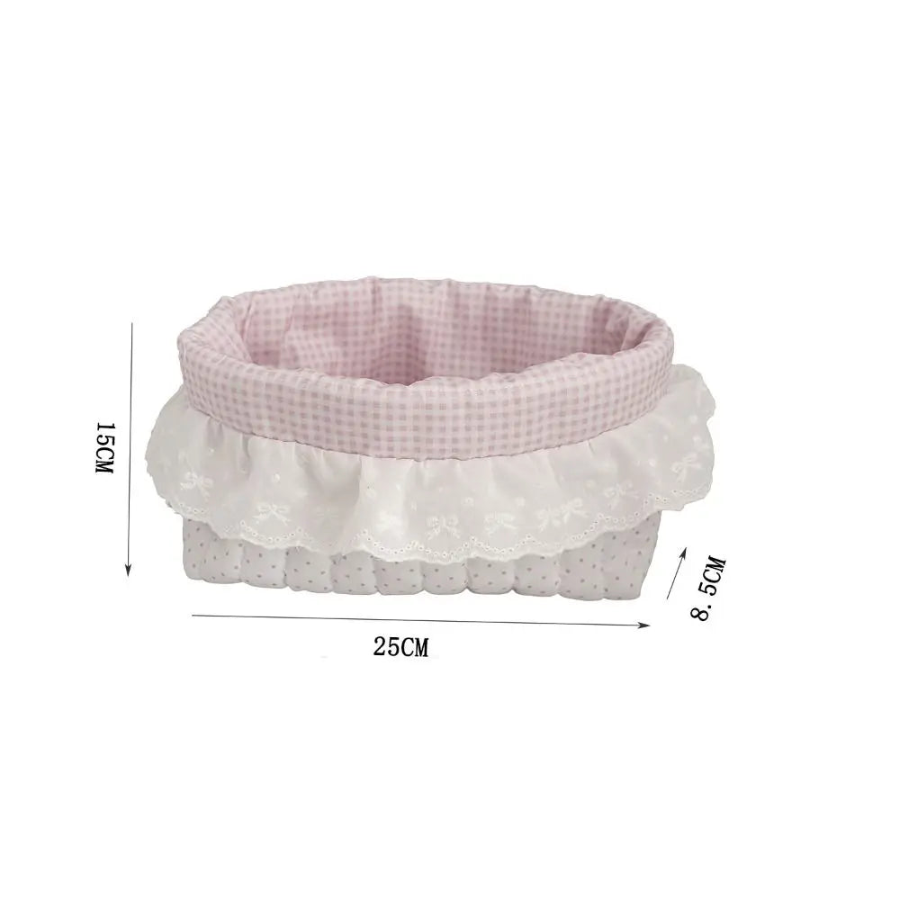 Quilted Cotton Foldable Oval Storage Basket – Pink Dots Organizer