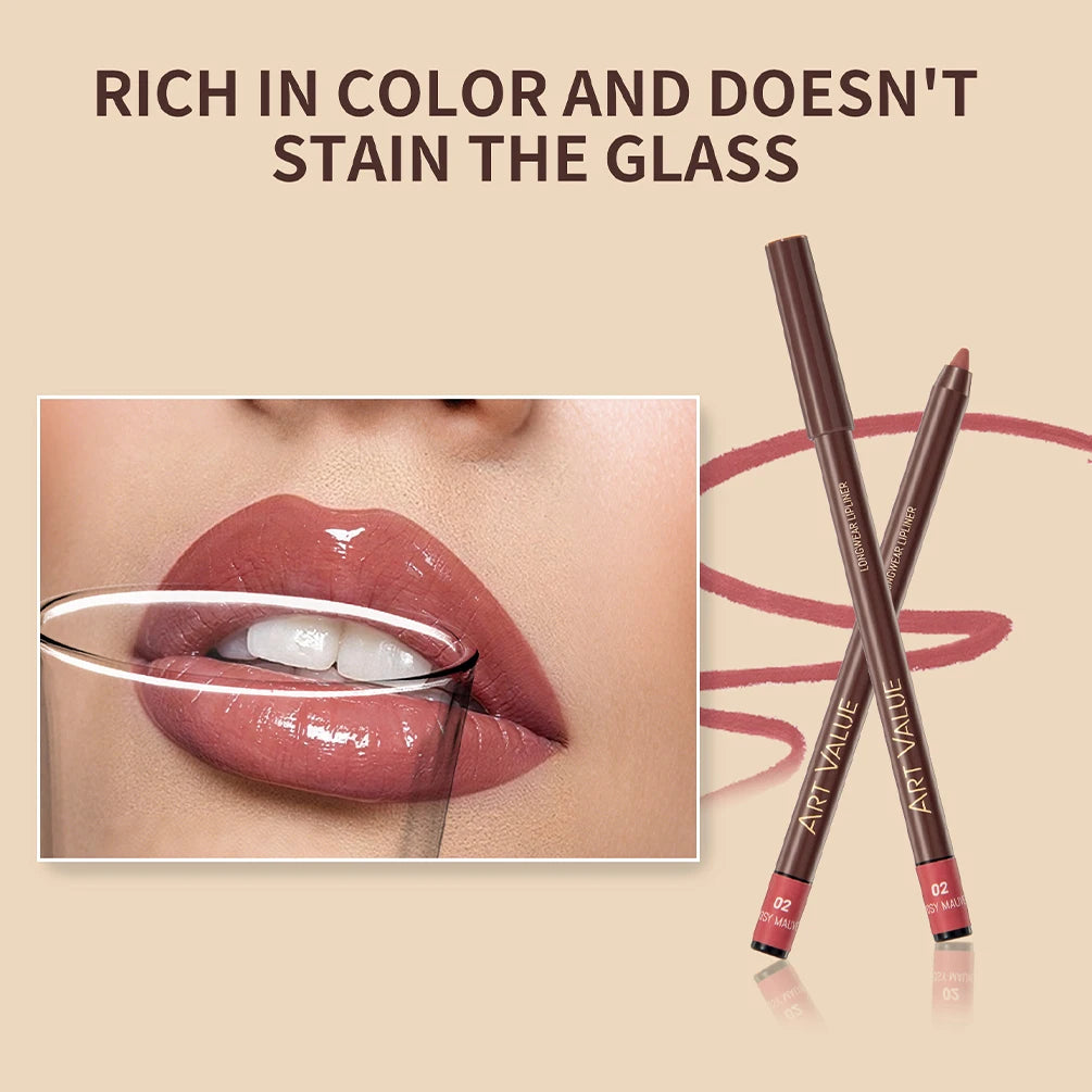 Art Value 12-Color Waterproof Matte Lip Liner Pencil – Long Lasting