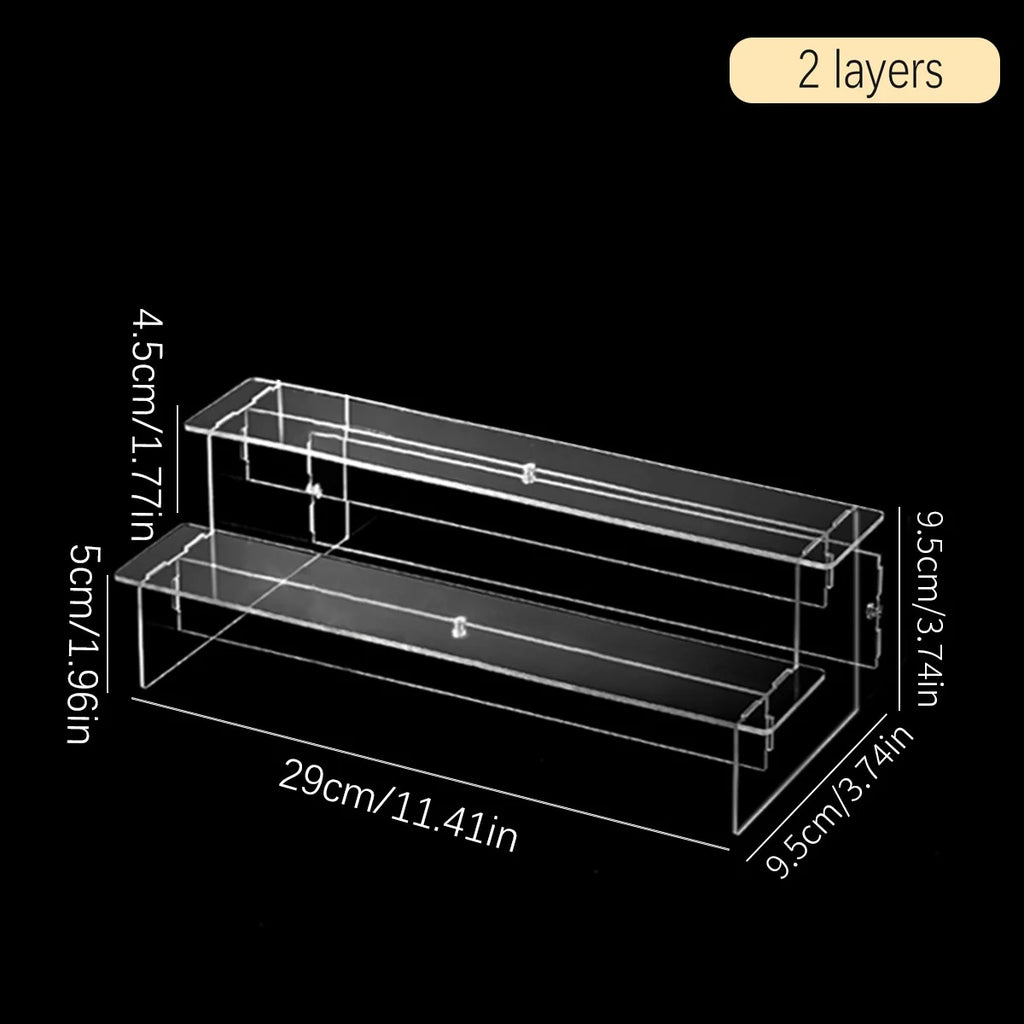 1pc,Transparent acrylic display rack, perfume, doll statue, cosmetics storage rack, ladder display rack Oasis Select Transparent-2 layers
