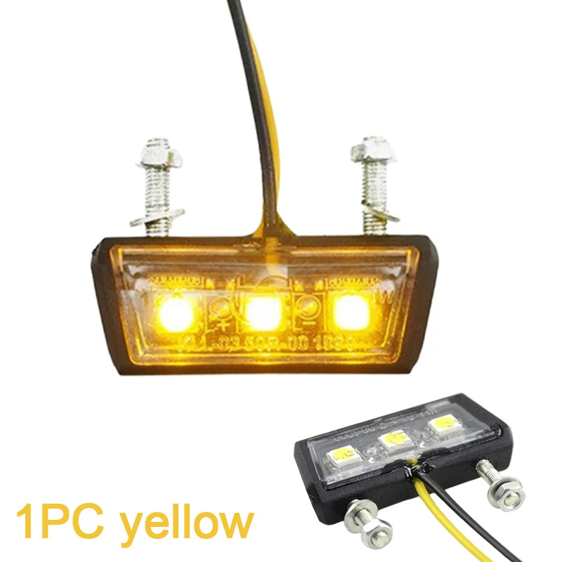 Waterproof 12V Universal Motorcycle License Plate LED Light Motorcycle License Light Rear Tail Lamp Indicators Motorbike Parts Oasis Select Yellow