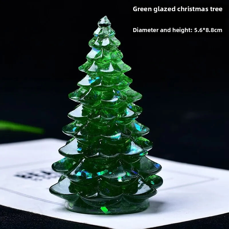 New Natural Crystal Crushed Stone Christmas Tree Resin Decorative Item for Home Desktop Decoration Christmas Display Oasis Select H 5.8cm x 8.8cm
